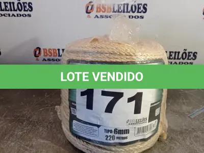 LOTE 171 - 01 - 220 METROS CORDA SISAL 6MM (NO ESTADO, NÃO SABEMOS SE FUNCIONA. LEILÃO NÃO TEM GARANTIA E NEM DEVOLUÇÃO, SUJEITO A POSSÍVEIS AVARIAS VISÍVEIS/OCULTAS E/OU AUSÊNCIA DE COMPONENTES)