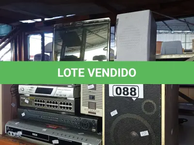 LOTE 088 - 01 DVD HOME THEATER, 01 DVR, 01 NOTEBOOK, 02 RECEPTORES DE SINAL, 01 SWITCH, 02 CAIXAS DE SOM E 01 ESTABILIZADOR MARCAS E MODELOS DIVERSOS. (NO ESTADO, LEILÃO NÃO TEM GARANTIA E NEM DEVOLUÇÃO, SUJEITO A POSSÍVEIS AVARIAS VISÍVEIS/OCULTAS E/OU AUSÊNCIA DE COMPONENTES).