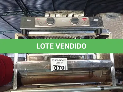 LOTE 070 - 01 FOGÃO A GÁS 02 BOCAS E 01 CHURRASQUEIRA. (NO ESTADO, LEILÃO NÃO TEM GARANTIA E NEM DEVOLUÇÃO, SUJEITO A POSSÍVEIS AVARIAS VISÍVEIS/OCULTAS E/OU AUSÊNCIA DE COMPONENTES).