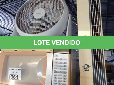 LOTE 061 - 01 MICRO-ONDAS E 02 VENTILADORES MARCAS E MODELOS DIVERSOS PARA RETIRADA DE PEÇAS. (NO ESTADO, LEILÃO NÃO TEM GARANTIA E NEM DEVOLUÇÃO, SUJEITO A POSSÍVEIS AVARIAS VISÍVEIS/OCULTAS E/OU AUSÊNCIA DE COMPONENTES).