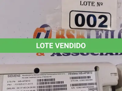 LOTE 002 - 07 RÁDIOS AP WIRELESS SENDO: 05 SIEMENS WS-AP3610, 01INTELBRAS WOM 5000 E 01 UBIKITI UNIFI AP-LR. (NO ESTADO, LEILÃO NÃO TEM GARANTIA E NEM DEVOLUÇÃO, SUJEITO A POSSÍVEIS AVARIAS VISÍVEIS/OCULTAS E/OU AUSÊNCIA DE COMPONENTES).