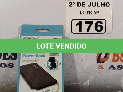 LOTE 176 - 01 POWER BANK 5.000MHA. (NO ESTADO, LEILÃO NÃO TEM GARANTIA E NEM DEVOLUÇÃO, SUJEITO A POSSÍVEIS AVARIAS VISÍVEIS/OCULTAS E/OU AUSÊNCIA DE COMPONENTES).