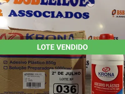 LOTE 036 - 06 FRASCOS DE ADESIVO PLÁSTICO PARA TUBOS E CONEXÕES DE PVC RÍGIDO LINHA ÁGUA FRIA 850G. (NO ESTADO, LEILÃO NÃO TEM GARANTIA E NEM DEVOLUÇÃO, SUJEITO A POSSÍVEIS AVARIAS VISÍVEIS/OCULTAS E/OU AUSÊNCIA DE COMPONENTES).