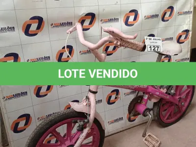 LOTE 127 - 01 BICICLETA INFANTIL ARO 16. (NO ESTADO, LEILÃO NÃO TEM GARANTIA E NEM DEVOLUÇÃO, SUJEITO A POSSÍVEIS AVARIAS VISÍVEIS/OCULTAS E/OU AUSÊNCIA DE COMPONENTES).
