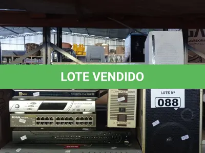 LOTE 088 - 01 DVD HOME THEATER, 01 DVR, 01 NOTEBOOK, 02 RECEPTORES DE SINAL, 01 SWITCH, 02 CAIXAS DE SOM E 01 ESTABILIZADOR MARCAS E MODELOS DIVERSOS. (NO ESTADO, LEILÃO NÃO TEM GARANTIA E NEM DEVOLUÇÃO, SUJEITO A POSSÍVEIS AVARIAS VISÍVEIS/OCULTAS E/OU AUSÊNCIA DE COMPONENTES).