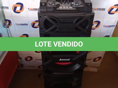 LOTE 214 - 01 - CAIXA AMPLIFICADA AMVOX ACA 1002 TROVÃO, BLUETOOTH, POTÊNCIA 1000W, 2 SUBWOOFER DE 10 (NO ESTADO, NÃO SABEMOS SE FUNCIONA. LEILÃO NÃO TEM GARANTIA E NEM DEVOLUÇÃO, SUJEITO A POSSÍVEIS AVARIAS VISÍVEIS/OCULTAS E/OU AUSÊNCIA DE COMPONENTES)