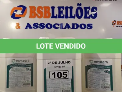LOTE 105 - 03 GALÕES DE ÁLCOOL EM GEL ANTISSÉPTICO HIGIENIZADOR DE MÃOS 70% 4KG CADA. (NO ESTADO, LEILÃO NÃO TEM GARANTIA E NEM DEVOLUÇÃO, SUJEITO A POSSÍVEIS AVARIAS VISÍVEIS/OCULTAS E/OU AUSÊNCIA DE COMPONENTES).
