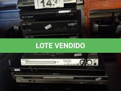 LOTE 143 - 06 APARELHOS DE DVD E 04 RECEPTORES DE SINAL MARCAS E MODELOS DIVERSOS PARA RETIRADA DE PEÇAS. (NO ESTADO, LEILÃO NÃO TEM GARANTIA E NEM DEVOLUÇÃO, SUJEITO A POSSÍVEIS AVARIAS VISÍVEIS/OCULTAS E/OU AUSÊNCIA DE COMPONENTES).