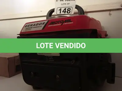 LOTE 148 - 01 GERADOR A GASOLINA MARCA MOTOMIL. (NO ESTADO, LEILÃO NÃO TEM GARANTIA E NEM DEVOLUÇÃO, SUJEITO A POSSÍVEIS AVARIAS VISÍVEIS/OCULTAS E/OU AUSÊNCIA DE COMPONENTES).