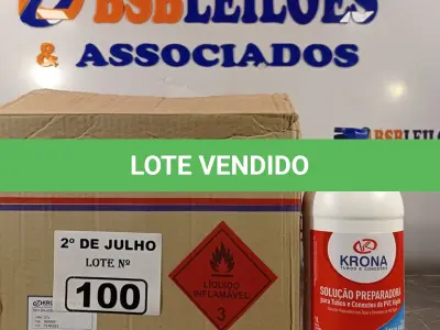 LOTE 100 - 06 LITROS DE SOLUÇÃO PREPARADORA PARA TUBOS E CONEXÕES DE PVC RÍGIDO LINHA ÁGUA FRIA. (NO ESTADO, LEILÃO NÃO TEM GARANTIA E NEM DEVOLUÇÃO, SUJEITO A POSSÍVEIS AVARIAS VISÍVEIS/OCULTAS E/OU AUSÊNCIA DE COMPONENTES).