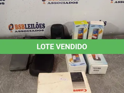 LOTE 005 - 04 APARELHOS DE TELEFONE, 02 MÁQUINAS FOTOGRÁFICAS E ACESSÓRIOS DIVERSOS. (NO ESTADO, LEILÃO NÃO TEM GARANTIA E NEM DEVOLUÇÃO, SUJEITO A POSSÍVEIS AVARIAS VISÍVEIS/OCULTAS E/OU AUSÊNCIA DE COMPONENTES).