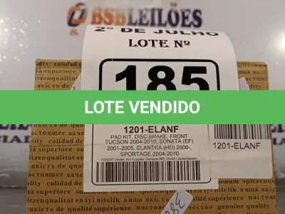LOTE 185 - 01 PASTILHA DE FREIO ELANTRA (NO ESTADO, LEILÃO NÃO TEM GARANTIA E NEM DEVOLUÇÃO, SUJEITO A POSSÍVEIS AVARIAS VISÍVEIS/OCULTAS E/OU AUSÊNCIA DE COMPONENTES).