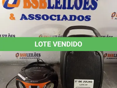 LOTE 406 - 01 APARELHO DE SOM E 01 CAIXA DE SOM BLUETOOTH COM AVARIAS. (NO ESTADO, LEILÃO NÃO TEM GARANTIA E NEM DEVOLUÇÃO, SUJEITO A POSSÍVEIS AVARIAS VISÍVEIS/OCULTAS E/OU AUSÊNCIA DE COMPONENTES).