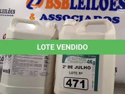 LOTE 471 - 02 GALÕES DE ÁLCOOL EM GEL ANTISSÉPTICO HIGIENIZADOR DE MÃOS 70% 4KG CADA. (NO ESTADO, LEILÃO NÃO TEM GARANTIA E NEM DEVOLUÇÃO, SUJEITO A POSSÍVEIS AVARIAS VISÍVEIS/OCULTAS E/OU AUSÊNCIA DE COMPONENTES).