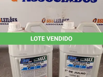 LOTE 475 - 10 LITROS DE HIPOCLORITO DE SÓDIO 12%. (NO ESTADO, LEILÃO NÃO TEM GARANTIA E NEM DEVOLUÇÃO, SUJEITO A POSSÍVEIS AVARIAS VISÍVEIS/OCULTAS E/OU AUSÊNCIA DE COMPONENTES).
