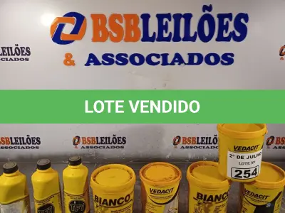 LOTE 254 - 02 BALDES DE ADESIVO BIANCO, 02 BALDES DE PRIMER ASFÁLTICO A BASE D’AGUA, 01 BALDE DE ADITIVO IMPERMEABILIZANTE E 03 FRASCOS DE CONVERTEDOR DE FERRUGEM EM BASE PARA PINTURA TF7. (NO ESTADO, LEILÃO NÃO TEM GARANTIA E NEM DEVOLUÇÃO, SUJEITO A POSSÍVEIS AVARIAS VISÍVEIS/OCULTAS E/OU AUSÊNCIA DE COMPONENTES).