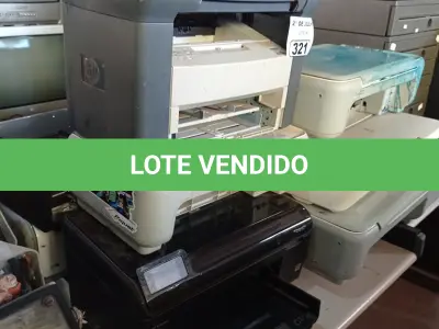 LOTE 321 - 10 IMPRESSORAS MARCAS E MODELOS DIVERSOS PARA RETIRADA DE PEÇAS. (NO ESTADO, LEILÃO NÃO TEM GARANTIA E NEM DEVOLUÇÃO, SUJEITO A POSSÍVEIS AVARIAS VISÍVEIS/OCULTAS E/OU AUSÊNCIA DE COMPONENTES).