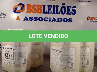 LOTE 241 - 20 LITROS DE ESPUMA HIGIENIZADORA PARA ANTISSEPSIA INSTANTÂNEA DAS MÃOS. (NO ESTADO, LEILÃO NÃO TEM GARANTIA E NEM DEVOLUÇÃO, SUJEITO A POSSÍVEIS AVARIAS VISÍVEIS/OCULTAS E/OU AUSÊNCIA DE COMPONENTES).