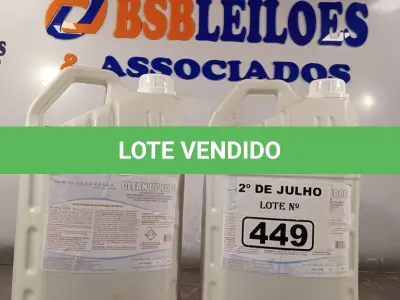 LOTE 449 - 02 GALÕES DE CLEAN UP FOOD, DETERGENTE ALCALINO PARA MÁQUINAS DE LAVAR LOUÇAS E TALHERES 5LITROS. (NO ESTADO, LEILÃO NÃO TEM GARANTIA E NEM DEVOLUÇÃO, SUJEITO A POSSÍVEIS AVARIAS VISÍVEIS/OCULTAS E/OU AUSÊNCIA DE COMPONENTES).