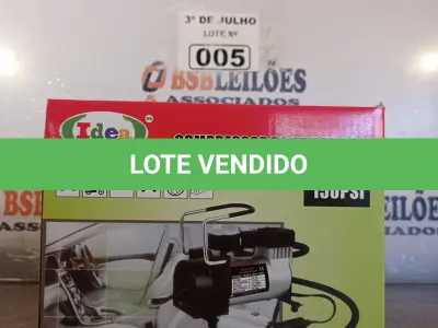 LOTE 005 - 01 COMPRESSOR DE AR PORTÁTIL 12V. (NO ESTADO, LEILÃO NÃO TEM GARANTIA E NEM DEVOLUÇÃO, SUJEITO A POSSÍVEIS AVARIAS VISÍVEIS/OCULTAS E/OU AUSÊNCIA DE COMPONENTES).