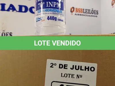 LOTE 473 - 02 CAIXAS COM BISNAGAS DE ÁLCOOL EM GEL 70% COM HIDRATANTE 440G COM 12 UNIDADES CADA. (NO ESTADO, LEILÃO NÃO TEM GARANTIA E NEM DEVOLUÇÃO, SUJEITO A POSSÍVEIS AVARIAS VISÍVEIS/OCULTAS E/OU AUSÊNCIA DE COMPONENTES).