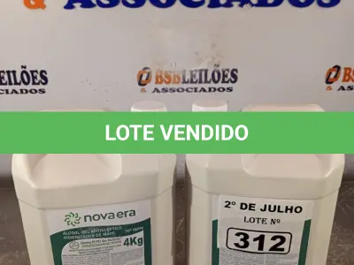 LOTE 312 - 02 GALÕES DE ÁLCOOL EM GEL ANTISSÉPTICO HIGIENIZADOR DE MÃOS 70% 4KG CADA. (NO ESTADO, LEILÃO NÃO TEM GARANTIA E NEM DEVOLUÇÃO, SUJEITO A POSSÍVEIS AVARIAS VISÍVEIS/OCULTAS E/OU AUSÊNCIA DE COMPONENTES).
