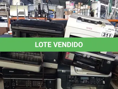 LOTE 311 - 10 IMPRESSORAS MARCAS E MODELOS DIVERSOS PARA RETIRADA DE PEÇAS. (NO ESTADO, LEILÃO NÃO TEM GARANTIA E NEM DEVOLUÇÃO, SUJEITO A POSSÍVEIS AVARIAS VISÍVEIS/OCULTAS E/OU AUSÊNCIA DE COMPONENTES).