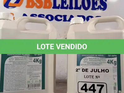 LOTE 447 - 02 GALÕES DE ÁLCOOL EM GEL ANTISSÉPTICO HIGIENIZADOR DE MÃOS 70% 4KG CADA. (NO ESTADO, LEILÃO NÃO TEM GARANTIA E NEM DEVOLUÇÃO, SUJEITO A POSSÍVEIS AVARIAS VISÍVEIS/OCULTAS E/OU AUSÊNCIA DE COMPONENTES).