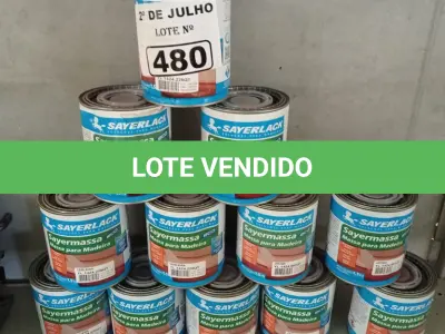 LOTE 480 - 12 LATAS DE MASSA PARA MADEIRA CORES DIVERSAS. (NO ESTADO, LEILÃO NÃO TEM GARANTIA E NEM DEVOLUÇÃO, SUJEITO A POSSÍVEIS AVARIAS VISÍVEIS/OCULTAS E/OU AUSÊNCIA DE COMPONENTES).