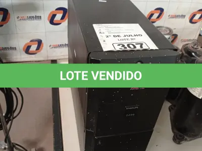 LOTE 307 - 01 NOBREAK 3.000VA. (NO ESTADO, LEILÃO NÃO TEM GARANTIA E NEM DEVOLUÇÃO, SUJEITO A POSSÍVEIS AVARIAS VISÍVEIS/OCULTAS E/OU AUSÊNCIA DE COMPONENTES).