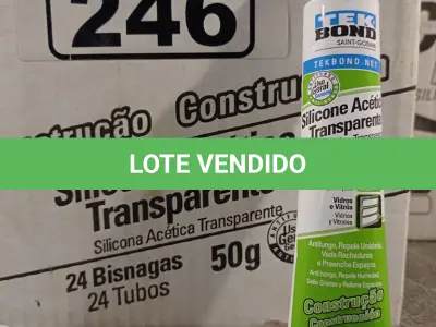 LOTE 246 - 01 LOTE COM VÁRIAS BISNAGAS DE SILICONE ACÉTICO. (NO ESTADO, LEILÃO NÃO TEM GARANTIA E NEM DEVOLUÇÃO, SUJEITO A POSSÍVEIS AVARIAS VISÍVEIS/OCULTAS E/OU AUSÊNCIA DE COMPONENTES).