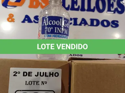 LOTE 282 - 02 CAIXAS COM BISNAGAS DE ÁLCOOL EM GEL 70% COM HIDRATANTE 440G COM 12 UNIDADES CADA. (NO ESTADO, LEILÃO NÃO TEM GARANTIA E NEM DEVOLUÇÃO, SUJEITO A POSSÍVEIS AVARIAS VISÍVEIS/OCULTAS E/OU AUSÊNCIA DE COMPONENTES).