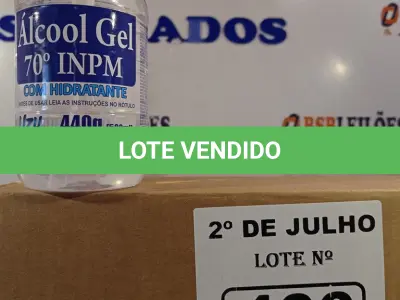LOTE 466 - 02 CAIXAS COM BISNAGAS DE ÁLCOOL EM GEL 70% COM HIDRATANTE 440G COM 12 UNIDADES CADA. (NO ESTADO, LEILÃO NÃO TEM GARANTIA E NEM DEVOLUÇÃO, SUJEITO A POSSÍVEIS AVARIAS VISÍVEIS/OCULTAS E/OU AUSÊNCIA DE COMPONENTES).