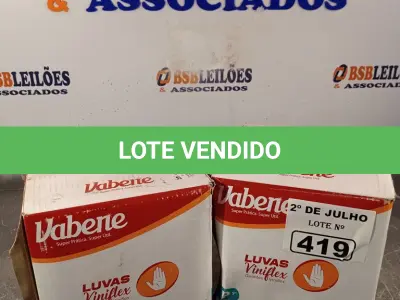 LOTE 419 - 02 CAIXAS DE LUVAS VINIFLEX TAMANHO P 7”: SÃO 10 PACOTES COM 100 LUVAS CADA. (NO ESTADO, LEILÃO NÃO TEM GARANTIA E NEM DEVOLUÇÃO, SUJEITO A POSSÍVEIS AVARIAS VISÍVEIS/OCULTAS E/OU AUSÊNCIA DE COMPONENTES).