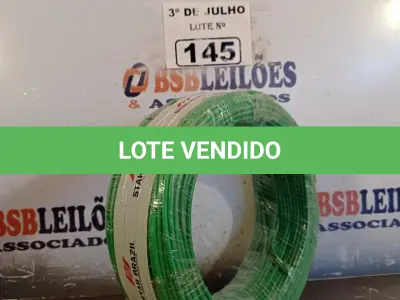 LOTE 145 - 01 ROLO DE CABO FLEXÍVEL STAR BRASIL 1X2,5MM NA COR VERDE (NOVO). (NO ESTADO, LEILÃO NÃO TEM GARANTIA E NEM DEVOLUÇÃO, SUJEITO A POSSÍVEIS AVARIAS VISÍVEIS/OCULTAS E/OU AUSÊNCIA DE COMPONENTES).