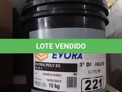 LOTE 221 - 01 BALDE DE GRAXA EVORA POLY EX NLGI:2 10KG. (NO ESTADO, LEILÃO NÃO TEM GARANTIA E NEM DEVOLUÇÃO, SUJEITO A POSSÍVEIS AVARIAS VISÍVEIS/OCULTAS E/OU AUSÊNCIA DE COMPONENTES).