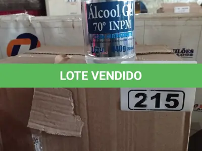 LOTE 215 - 02 CAIXAS COM ÁLCOOL EM GEL 70% 440G COM HIDRATANTE COM 12 UNIDADES CADA. (NO ESTADO, LEILÃO NÃO TEM GARANTIA E NEM DEVOLUÇÃO, SUJEITO A POSSÍVEIS AVARIAS VISÍVEIS/OCULTAS E/OU AUSÊNCIA DE COMPONENTES).