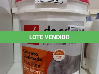 LOTE 227 - 01 BALDE DE CIMENTO QUEIMADO PISO FLEX DACAPÓ 25KG. (NO ESTADO, LEILÃO NÃO TEM GARANTIA E NEM DEVOLUÇÃO, SUJEITO A POSSÍVEIS AVARIAS VISÍVEIS/OCULTAS E/OU AUSÊNCIA DE COMPONENTES).