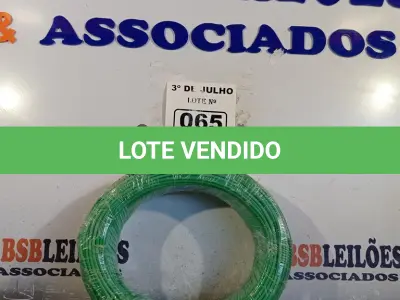 LOTE 065 - 01 ROLO DE CABO FLEXÍVEL STAR BRASIL 1X2,5MM NA COR VERDE (NOVO). (NO ESTADO, LEILÃO NÃO TEM GARANTIA E NEM DEVOLUÇÃO, SUJEITO A POSSÍVEIS AVARIAS VISÍVEIS/OCULTAS E/OU AUSÊNCIA DE COMPONENTES).