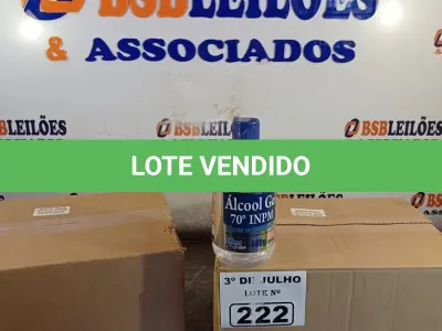 LOTE 222 - 02 CAIXAS COM ÁLCOOL EM GEL 70% 440G COM HIDRATANTE COM 12 UNIDADES CADA. (NO ESTADO, LEILÃO NÃO TEM GARANTIA E NEM DEVOLUÇÃO, SUJEITO A POSSÍVEIS AVARIAS VISÍVEIS/OCULTAS E/OU AUSÊNCIA DE COMPONENTES).
