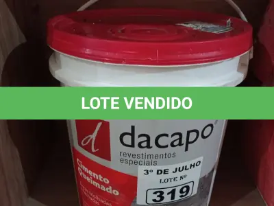 LOTE 319 - 01 BALDE DE CIMENTO QUEIMADO PISO FLEX DACAPÓ 25KG. (NO ESTADO, LEILÃO NÃO TEM GARANTIA E NEM DEVOLUÇÃO, SUJEITO A POSSÍVEIS AVARIAS VISÍVEIS/OCULTAS E/OU AUSÊNCIA DE COMPONENTES).