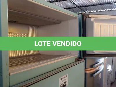 LOTE 168 - 01 GELADEIRA MARCA FRIGIDAIRE 220V. (NO ESTADO, LEILÃO NÃO TEM GARANTIA E NEM DEVOLUÇÃO, SUJEITO A POSSÍVEIS AVARIAS VISÍVEIS/OCULTAS E/OU AUSÊNCIA DE COMPONENTES).