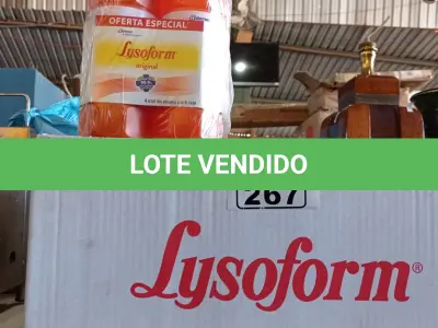 LOTE 267 - 12 LITROS DE DESINFETANTE LYSOFORM. (NO ESTADO, LEILÃO NÃO TEM GARANTIA E NEM DEVOLUÇÃO, SUJEITO A POSSÍVEIS AVARIAS VISÍVEIS/OCULTAS E/OU AUSÊNCIA DE COMPONENTES).