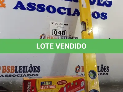 LOTE 048 - 01 NÍVEL A LASER E 01 NÍVEL DE MÃO. (NO ESTADO, LEILÃO NÃO TEM GARANTIA E NEM DEVOLUÇÃO, SUJEITO A POSSÍVEIS AVARIAS VISÍVEIS/OCULTAS E/OU AUSÊNCIA DE COMPONENTES).