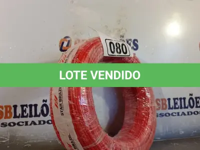 LOTE 080 - 01 ROLO DE CABO FLEXÍVEL STAR BRASIL 1X4MM NA COR VERMELHA (NOVO). (NO ESTADO, LEILÃO NÃO TEM GARANTIA E NEM DEVOLUÇÃO, SUJEITO A POSSÍVEIS AVARIAS VISÍVEIS/OCULTAS E/OU AUSÊNCIA DE COMPONENTES).