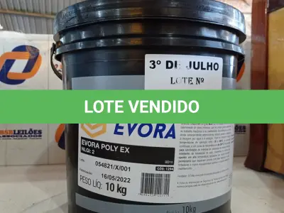 LOTE 266 - 01 BALDE DE GRAXA EVORA POLY EX NLGI:2 10KG. (NO ESTADO, LEILÃO NÃO TEM GARANTIA E NEM DEVOLUÇÃO, SUJEITO A POSSÍVEIS AVARIAS VISÍVEIS/OCULTAS E/OU AUSÊNCIA DE COMPONENTES).