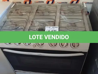 LOTE 147 - 01 FOGÃO A GÁS 06 BOCAS MARCA ATLAS. (NO ESTADO, LEILÃO NÃO TEM GARANTIA E NEM DEVOLUÇÃO, SUJEITO A POSSÍVEIS AVARIAS VISÍVEIS/OCULTAS E/OU AUSÊNCIA DE COMPONENTES).