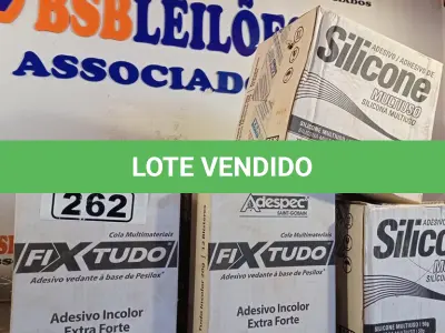 LOTE 262 - 02 CAIXAS COM SILICONE MULTIUSO TRANSPARENTE 12 UNIDADES CADA E 02 CAIXAS COM ADESIVO VEDANTE A BASE DE PESILOX 20G COM 12 BISNAGAS CADA. (NO ESTADO, LEILÃO NÃO TEM GARANTIA E NEM DEVOLUÇÃO, SUJEITO A POSSÍVEIS AVARIAS VISÍVEIS/OCULTAS E/OU AUSÊNCIA DE COMPONENTES).