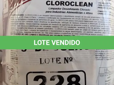 LOTE 228 - 10 LITROS DE CLOROCLEAN, LIMPADOR DESINFETANTE CLORADO PARA INDÚSTRIAS ALIMENTÍCIAS E AFINS. (NO ESTADO, LEILÃO NÃO TEM GARANTIA E NEM DEVOLUÇÃO, SUJEITO A POSSÍVEIS AVARIAS VISÍVEIS/OCULTAS E/OU AUSÊNCIA DE COMPONENTES).