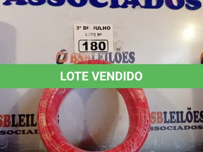 LOTE 180 - 01 ROLO DE CABO FLEXÍVEL STAR BRASIL 1X2,5MM NA COR VERMELHA (NOVO). (NO ESTADO, LEILÃO NÃO TEM GARANTIA E NEM DEVOLUÇÃO, SUJEITO A POSSÍVEIS AVARIAS VISÍVEIS/OCULTAS E/OU AUSÊNCIA DE COMPONENTES).